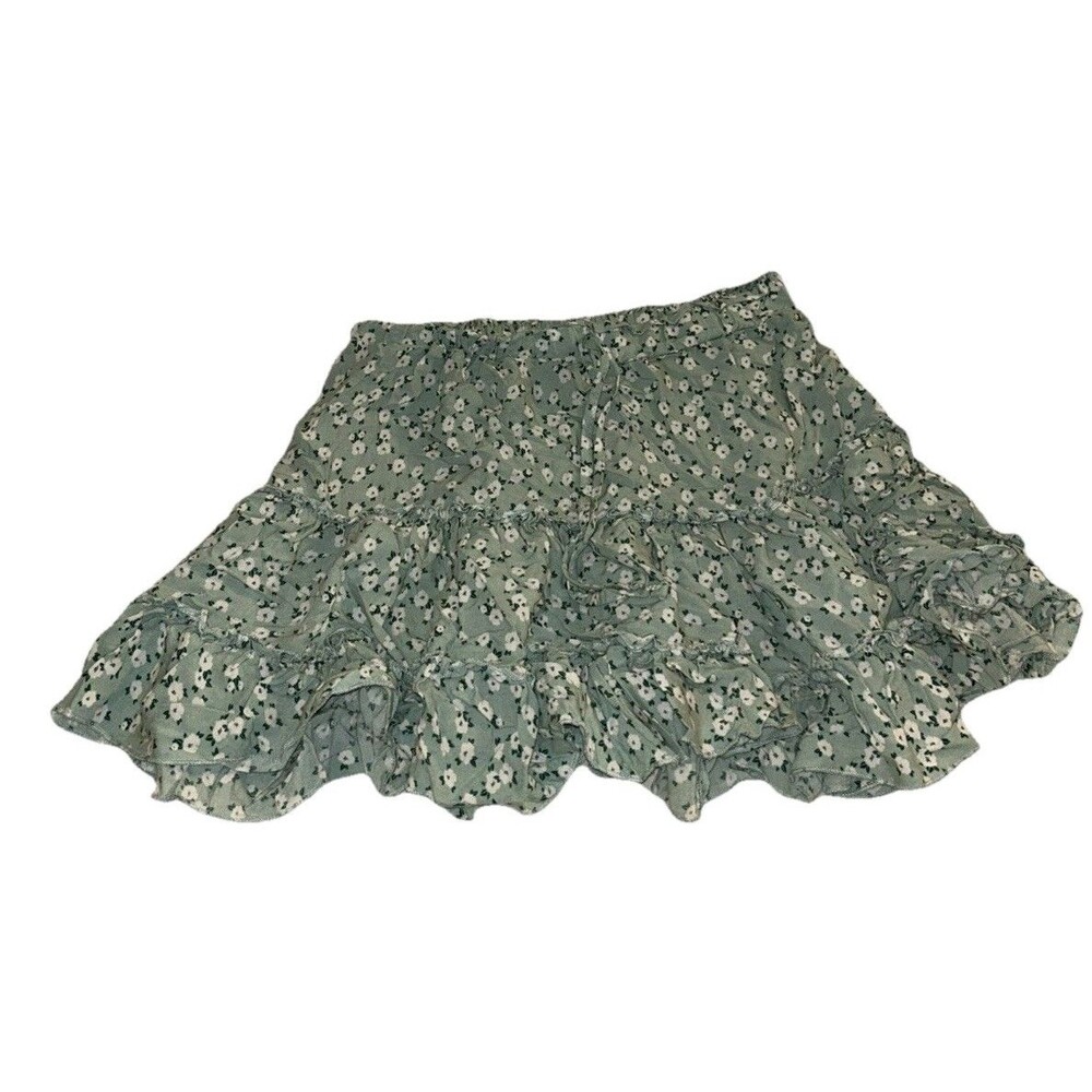 New Look Large Mini Flared Floral Pleated Ruffled Multicolor Stretch Skirt
